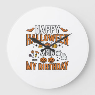 Grande Horloge Ronde Joyeux Halloween Et Mon Anniversaire Design Vintag