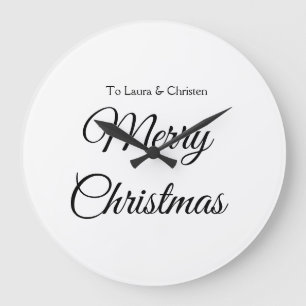 Grande Horloge Ronde Joyeux Noël ajouter le nom texte personnalisé cade