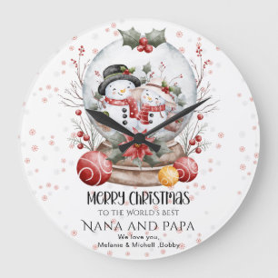 Grande Horloge Ronde Joyeux Noël aux meilleurs grands-parents du monde 