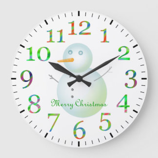 Grande Horloge Ronde Joyeux Noël Bonhomme de neige