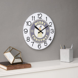 Grande Horloge Ronde Joyeux Noël bonhomme de neige célèbre style de caf