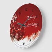 Grande Horloge Ronde Joyeux Noël en rouge et blanc (Angle)