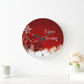 Grande Horloge Ronde Joyeux Noël en rouge et blanc (Maison)