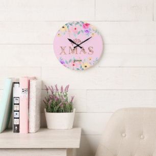 Grande Horloge Ronde Joyeux Noël Fête Élégant