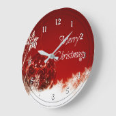Grande Horloge Ronde Joyeux Noël, fêtes design (Angle)