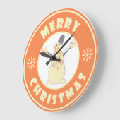 Grande Horloge Ronde Joyeux Noël heureux bonhomme de neige célèbre styl (Angle)