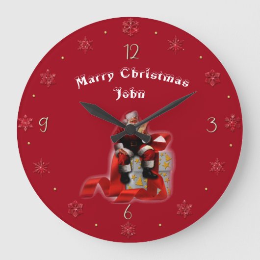 Grande Horloge Ronde Joyeux Noël John (changer de nom) (Recto)