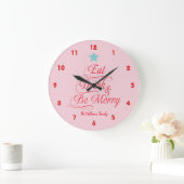 Grande Horloge Ronde Joyeux Noël Mangez Boire et Soyez Joyeux (Maison)