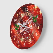 Grande Horloge Ronde Joyeux Noël, pétillant et parties scintillant (Angle)
