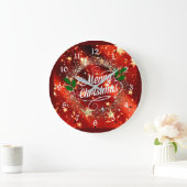 Grande Horloge Ronde Joyeux Noël, pétillant et parties scintillant (Maison)