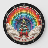 Grande Horloge Ronde Joyeux Noël Rainbow Art (Recto)
