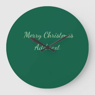 Grande Horloge Ronde Joyeux Noël vert fond simple solo fête