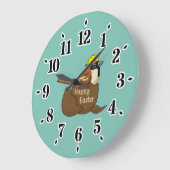 Grande Horloge Ronde Joyeux Oeuf Chocolat Sparrow à Pâques (Angle)