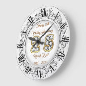 Grande Horloge Ronde Joyeux Personnalisé Argent 25e Anniversaire (Angle)