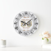Grande Horloge Ronde Joyeux Personnalisé Argent 25e Anniversaire (Maison)
