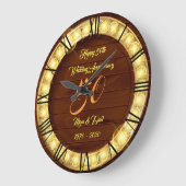 Grande Horloge Ronde Joyeux Personnaliser Or 50e Anniversaire (Angle)