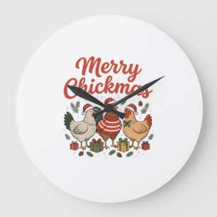 Grande Horloge Ronde Joyeux Pouletmas Poulet Noël