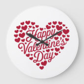 Grande Horloge Ronde Joyeux Valentines Day Valentine Love Heart (Recto)