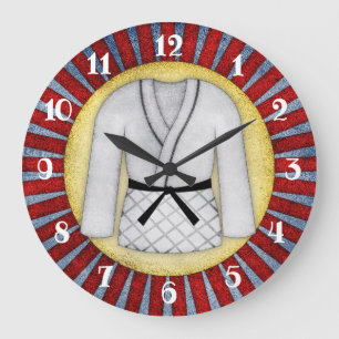 Grande Horloge Ronde Judo Karate Martial Arts Wall Clock Black Belt