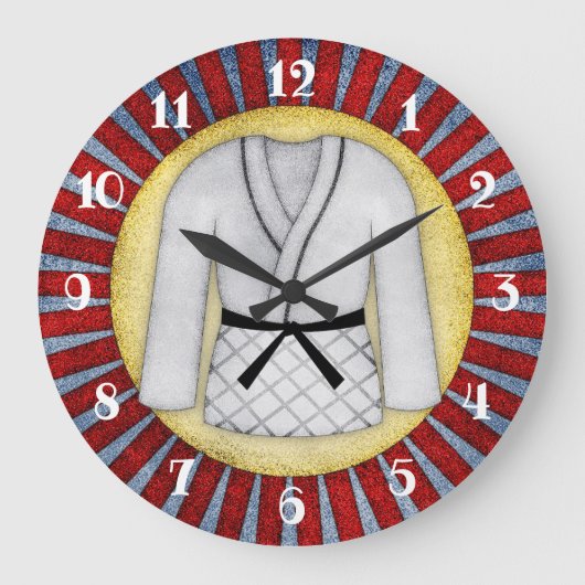 Grande Horloge Ronde Judo Karate Martial Arts Wall Clock Black Belt (Recto)