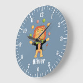 Grande Horloge Ronde Juggling Lion Kid Blue Wall Clock (Angle)