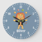 Grande Horloge Ronde Juggling Lion Kid Blue Wall Clock (Recto)