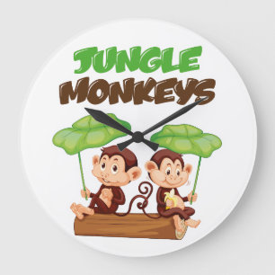 GRANDE HORLOGE RONDE JUNGLE MONKEYS