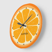 Grande Horloge Ronde Jus de citron frais orange (Angle)