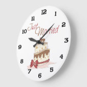 Grande Horloge Ronde Just Married Wedding Cake (Angle)