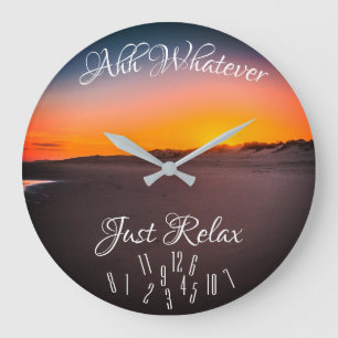Grande Horloge Ronde Just Relax with Fallen Numbers Orange Sunset 
