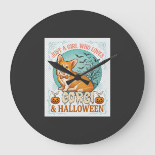 Grande Horloge Ronde Juste une fille qui aime les citrouilles d'Hallowe
