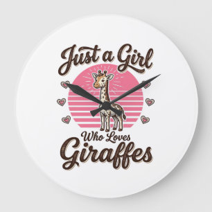 Grande Horloge Ronde Juste une fille qui aime les girafes vintage shirt