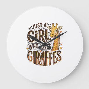 Grande Horloge Ronde Juste une fille qui aime les girafes Vintage T-Shi