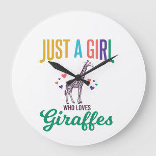 Grande Horloge Ronde Juste une fille qui aime les girafes vintage vecte