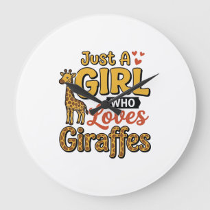 Grande Horloge Ronde Juste Une Fille Qui Aime Les Girafes Vintage Vecto