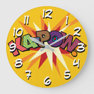 Grande Horloge Ronde KA-POW Fun Retro Comic Book Pop art