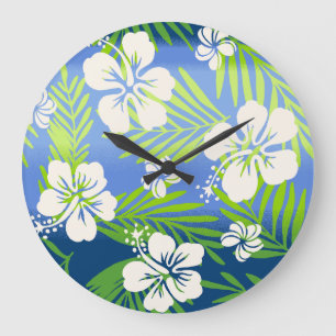 Grande Horloge Ronde Kalani Tie Dye Blend Tropical Hibiscus