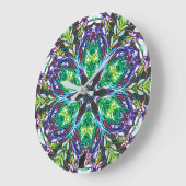 Grande Horloge Ronde Kaléidoscope de cosses (Angle)