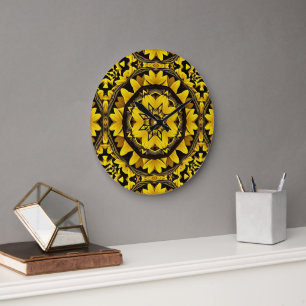 Grande Horloge Ronde Kaleidoscope de tournesol