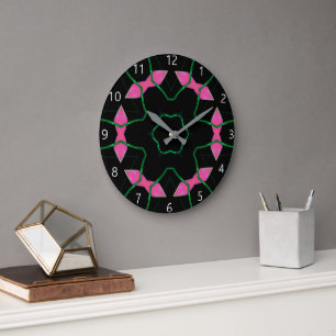 Grande Horloge Ronde Kaleidoscope Émeraude et Rose