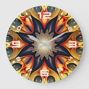 Grande Horloge Ronde Kaleidoscope Mandala Flower Design-23091