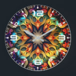 Grande Horloge Ronde Kaleidoscope Mandala Flower Design-23091<br><div class="desc">Kaleidoscope Mandala Flower Design-23091</div>