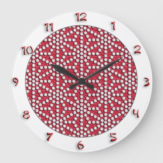 Grande Horloge Ronde Kamishimo en pointes rouges motif japonais avec de (Recto)