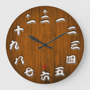 Grande Horloge Ronde Kanji woody sign board style