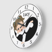 Grande Horloge Ronde Karate Girl Personalized Wall Clock (Angle)