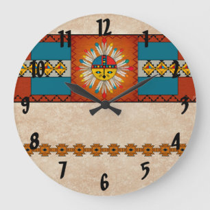 Grande Horloge Ronde Katsina fait varier le pas (Kachina) Sun font face