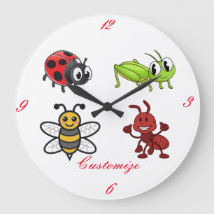 Grande Horloge Ronde Kawaii Insectes Thunder_Cove