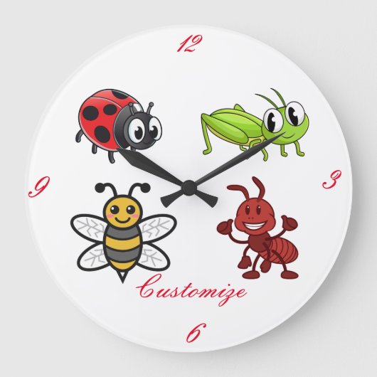 Grande Horloge Ronde Kawaii Insectes Thunder_Cove (Recto)