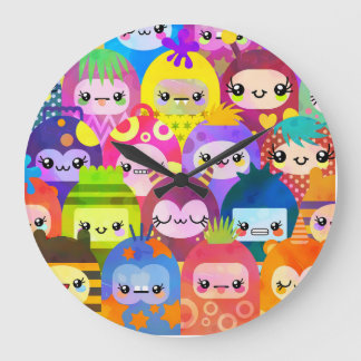 Grande Horloge Ronde Kawaii Petit Monstres Bébé