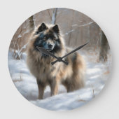 Grande Horloge Ronde Keeshond Qu'Il Neige Noël (Recto)